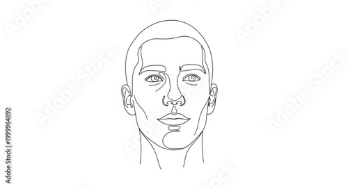Close up sketch of a young mans face.