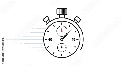 Fast Stopwatch Icon with Motion Lines - Time Speed Concept
