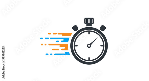 Fast Stopwatch Icon with Speed Lines - Time Management and Speed Concept