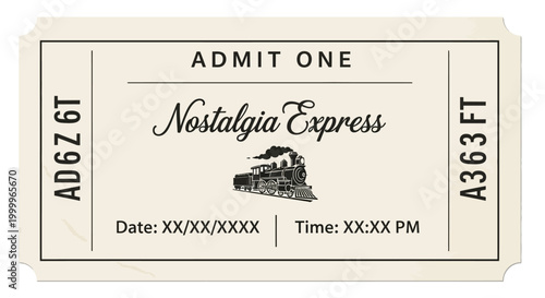 Nostalgia Express Train Ticket Admit One Vintage Style