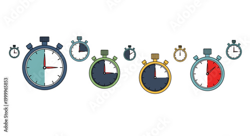 Stopwatch Collection: Time Measurement, Speed, and Countdown Visuals