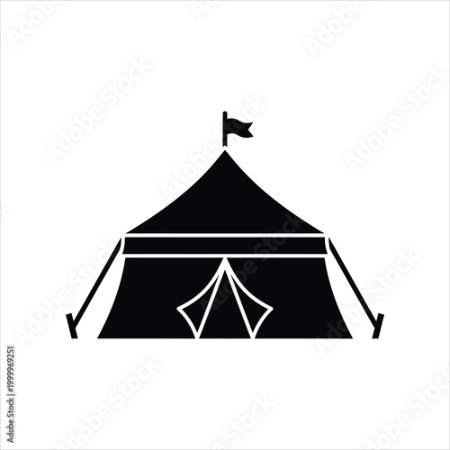 Circus tent with flag during daytime Vector Illustration Isolated on white background