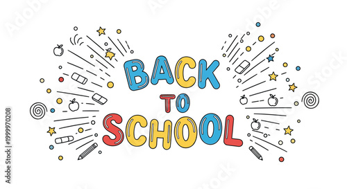 Back to school, education, colorful icons, vector graphics, school supplies, illustration