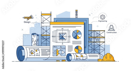 Construction Project Planning and Blueprints.