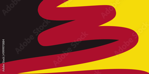 Bold abstract red wavy background. Modern abstract illustration vector background featuring dynamic red wavy shapes on a high contrast black and vibrant yellow geometric backdrop.