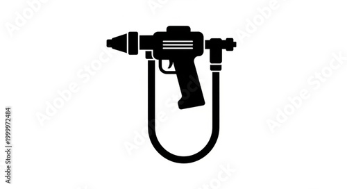 Rivet Gun Icon - A Detailed Black and White Illustration.