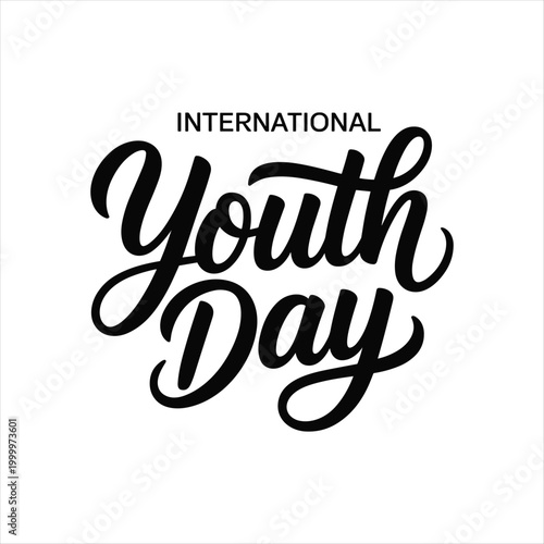 International Youth Day Typography Lettering Design for Celebration Poster and Social Media