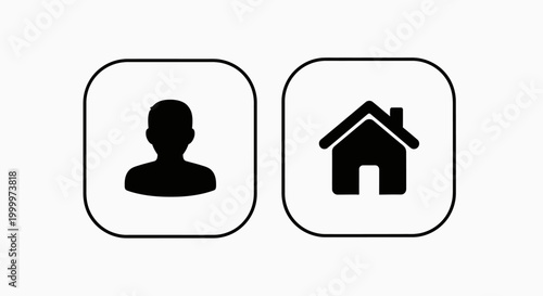 Black silhouette of a person and house.