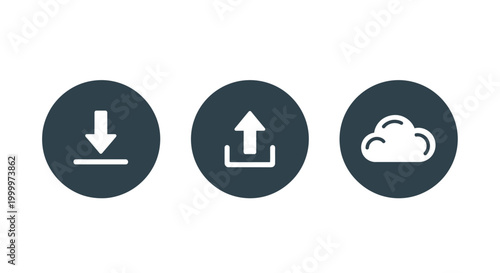 Cloud upload download icons set.