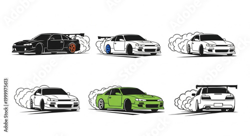 Εκτύπωση καμβά Collection of Sport Cars in Motion Vector Art.