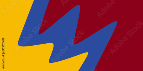Sharp zigzag organic background illustration. Modern abstract vector illustration background with sharp wavy transitions between blue, yellow, and maroon colors suitable for social media banners.