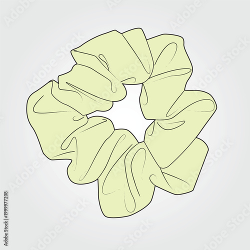 Obraz na płótnie Silk satin scrunchies technical flat sketch vector mockup illustration