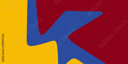 Minimalist geometric wave vector illustration. A clean and simple vector illustration background with sharp organic curves and bold tricolor palette for professional digital design and posters.