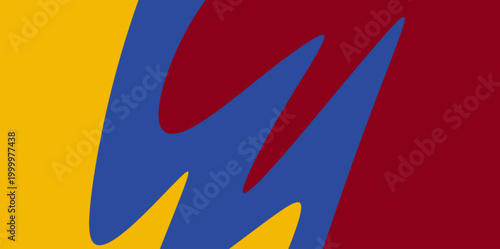 Abstract wavy organic background illustration. Simple abstract vector illustration background featuring organic wavy shapes with blue and yellow colors on maroon base for modern creative projects.