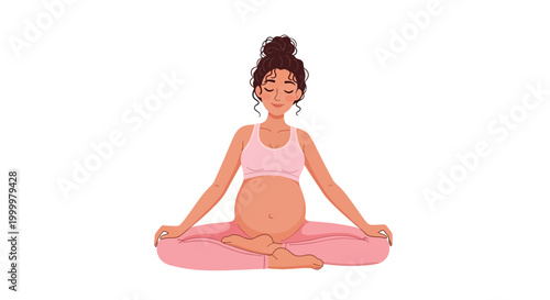 Serene pregnant woman meditating peacefully, practicing mindful prenatal yoga for wellbeing and health during her beautiful pregnancy journey