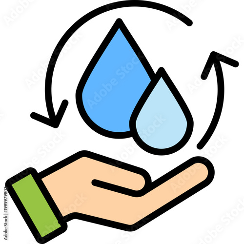 Water Saving lineal color icon