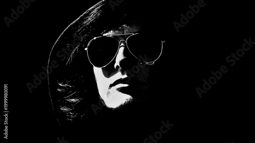 High contrast black and white portrait of a woman