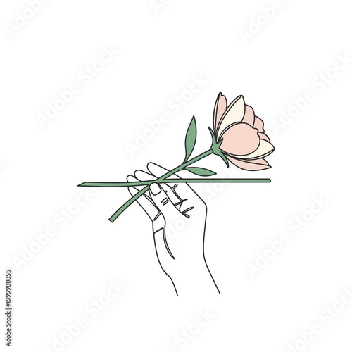 Delicate Hand Holds Pastel Flower