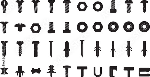 Black silhouette icons of various hand tools for construction and repair