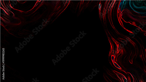 Abstract Vector red and blue dynamic plasma flowing against black canvas with fluid neon lighting and vibrant fractal design.