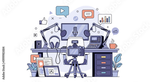 flat lay workspace with robotic arms and digital devices illustrating smart automation and ai technology