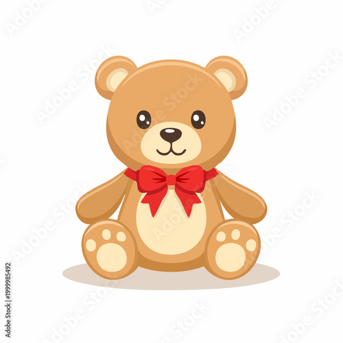 Cute Teddy Bear with Red Bow