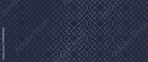 Luxury art deco gold geometric pattern vector. Elegant metallic golden background for wedding invitation, wallpaper, textile, fabric, packaging and premium design.