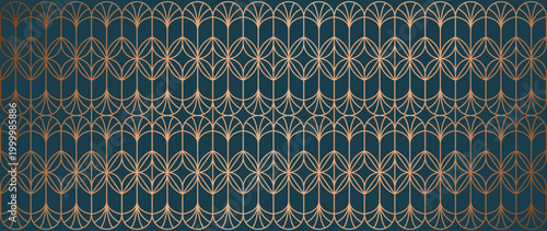Luxury art deco gold geometric pattern vector. Elegant metallic golden background for wedding invitation, wallpaper, textile, fabric, packaging and premium design.