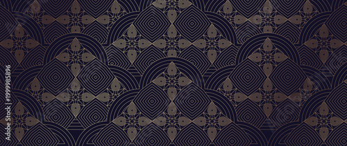 Luxury art deco gold geometric pattern vector. Elegant metallic golden background for wedding invitation, wallpaper, textile, fabric, packaging and premium design.