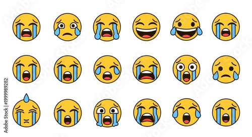 Crying laughing emojis faces.