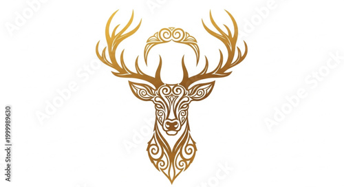 Deer Head Antlers Gold Design.