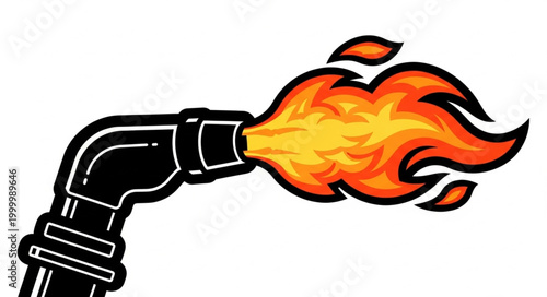Fotografie Illustration of a pipe emitting a large flame.