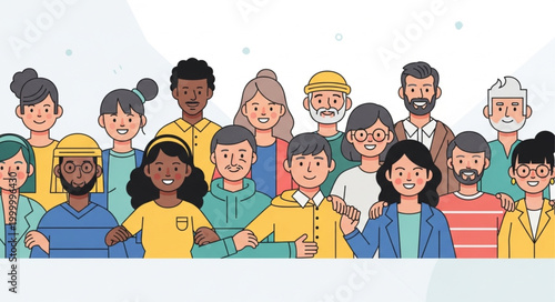 Diverse group of happy people.