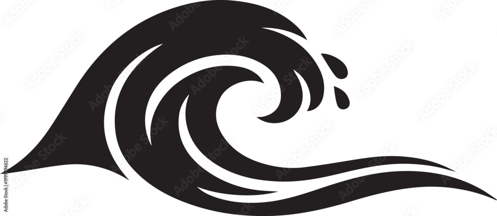 Fototapeta premium Black wave graphic with dynamic water motion design Vector