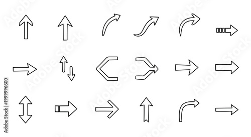 Collection of Hand-Drawn Arrow Icons in Various Directions and Styles.