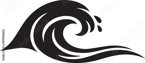 Black wave graphic with dynamic water motion design Vector