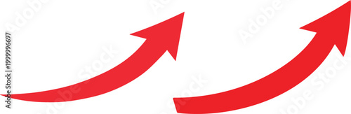 Two upward red arrow icons pointing in different directions Vector