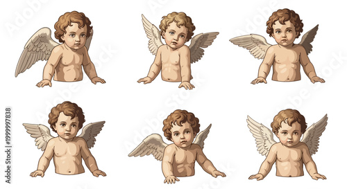 Classic Vintage Style Cherub and Cupid Illustration Set
