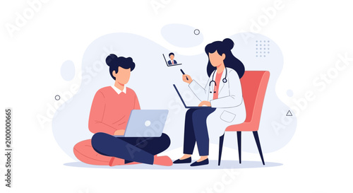 Telemedicine Consultation: Doctor and Patient Connect Online for Healthcare Advice