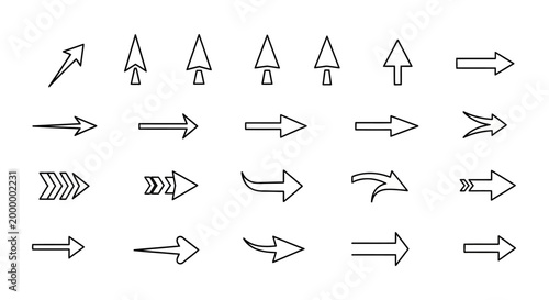 Collection of hand drawn doodle arrow icons for design.