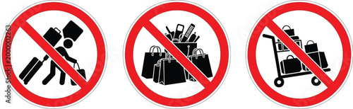 No luggage or shopping bags allowed prohibited sign