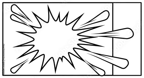 Comic book style starburst speech bubble with outward spikes.