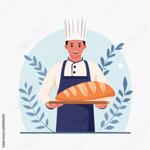 Baker Holding Freshly Baked Bread