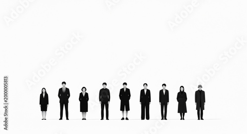 Diverse Group of People Standing in a Line.