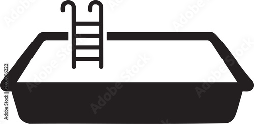 Swimming pool, pool icon, black and white illustration, vector graphic