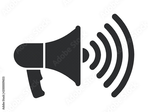 Tableau sur toile Black megaphone icon, loud speaker symbol, communication and announcement vector graphic