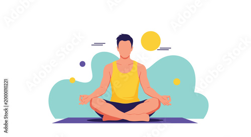 Man sitting in a peaceful park setting in a lotus position while practicing meditation for mindfulness and relaxation after work.