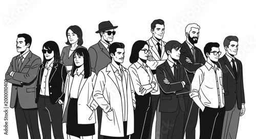 Diverse Group of Professionals Standing Together Confidently.