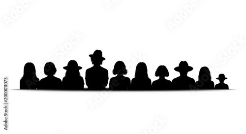 Diverse Group Silhouette Figures Standing Together.