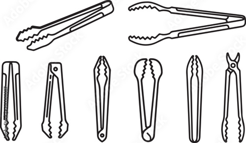 Black and white line drawing of ancient egyptian hieroglyphic symbols Vector